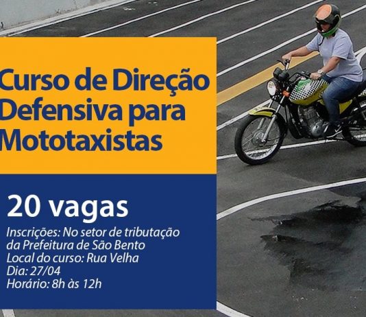 Prefeitura de São Bento faz parceria com empresa privada e Denatran pra oferta de curso a mototaxistas