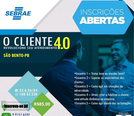 Parceria entre a Prefeitura e o Sebrae trás mais um curso à São Bento: CLIENTE 4.0 – REVOLUCIONE SEU ATENDIMENTO