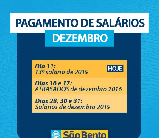 Prefeitura Municipal de São Bento paga 2ª parcela do 13º nesta quarta-feira (11)