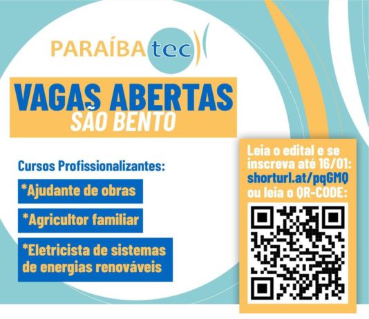 Parceria entre Governo do Estado e Prefeitura de São Bento vai oferecer Cursos Profissionalizantes pra estudantes da Rede Pública Municipal
