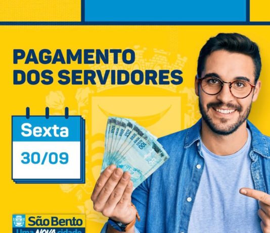 Prefeitura de São Bento paga salários de setembro aos servidores, nesta sexta-feira (30)