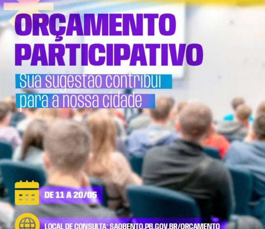 Prefeitura de São Bento convida população pra apresentar sugestões sobre o Orçamento Participativo 2023