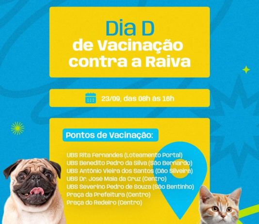 Prefeitura de São Bento promove Dia D de Vacinação Antirrábica em vários pontos de imunização