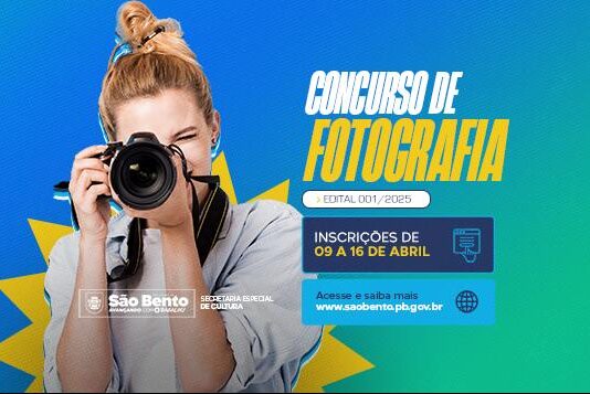 Prefeitura de São Bento – PB abre inscrições para Concurso de Fotografias de 09 a 16 de abril de 2025