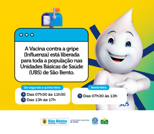 Prefeitura de São Bento – PB disponibiliza vacina contra a Gripe para a toda a população