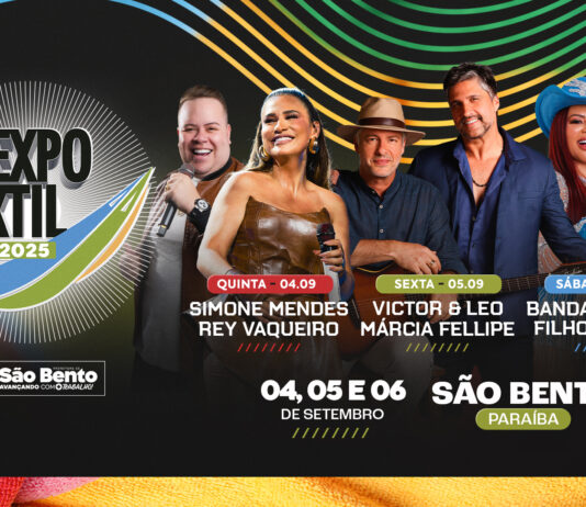 Simone Mendes,Victor e Leó e Márcia Fellipe são as principais atrações da Expotêxtil 2025, em São Bento-PB
