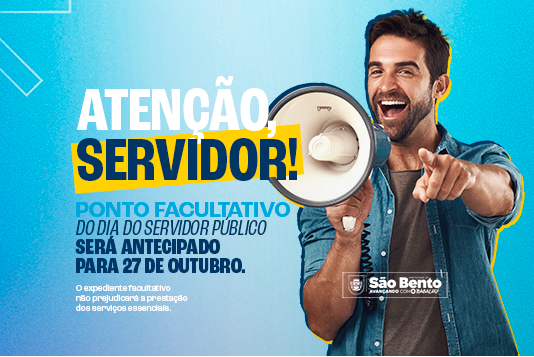 Prefeitura de São Bento antecipa ponto facultativo do Dia do Servidor Público para 27 de outubro