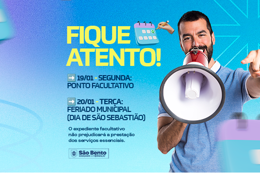 Prefeitura de São Bento decreta Ponto Facultativo na próxima segunda-feira (19)