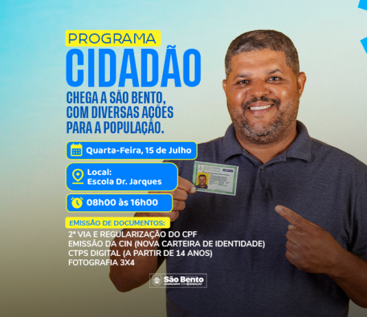 Programa Cidadão oferece emissão de documentos nesta quarta-feira (15), em São Bento