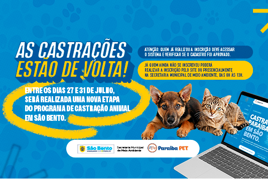 Programa de Castração Animal abre inscrições para nova etapa em São Bento