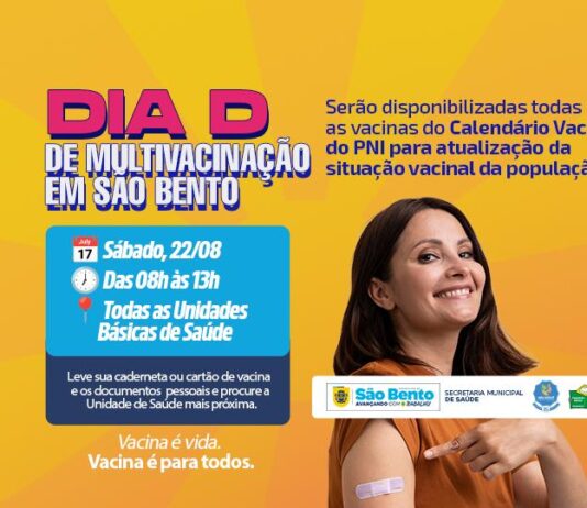 São Bento realiza Dia D de Multivacinação neste sábado (22)