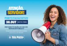 Prefeitura de São Bento transfere ponto facultativo do Dia do Servidor Público para 30 de outubro